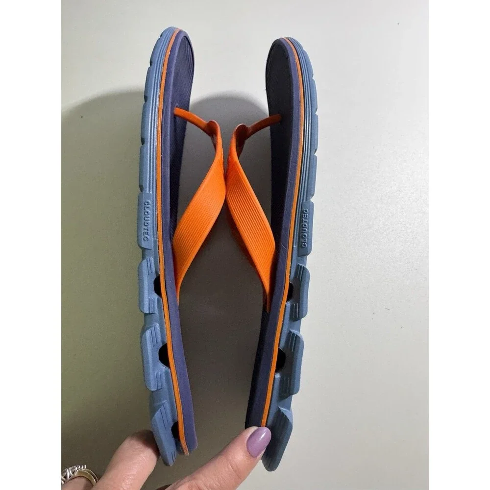 On Cloud Off Flip Flop Sandals Men’s Size 8 Blue/Orange Cloudtech Speedboard - Picture 5 of 8